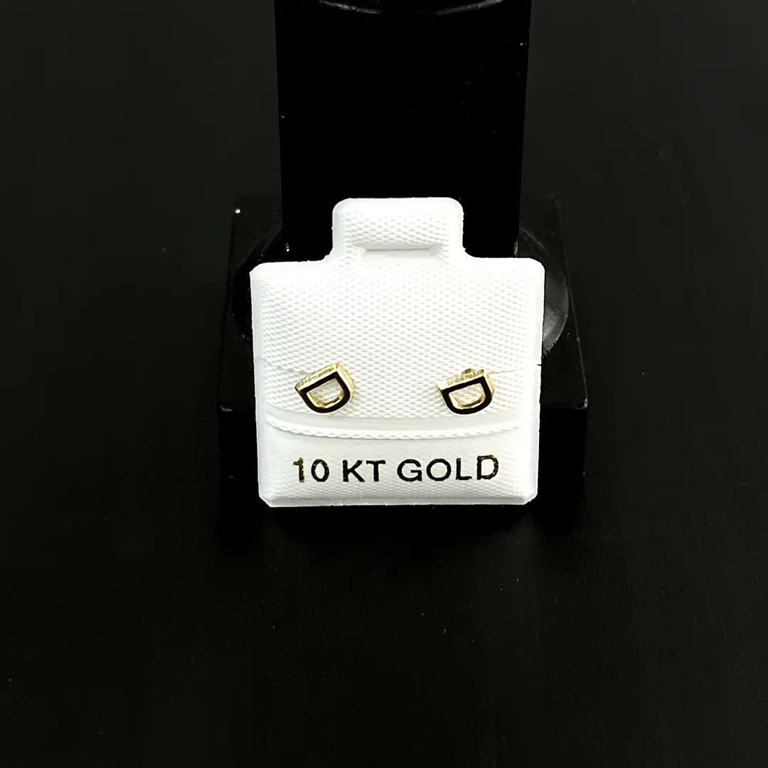 Aretes de Oro de 10 KT Diseño Minimalista "D" / Herradura - Studs Elegantes
