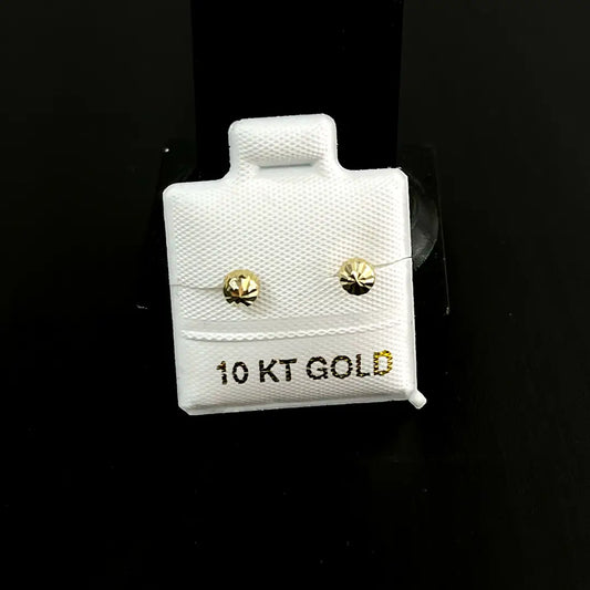 Aretes de Oro de 10 KT en Bola Facetada - Studs Clásicos y Brillantes