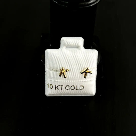 Aretes de Oro de 10 KT Inicial "K" - Studs Personalizados