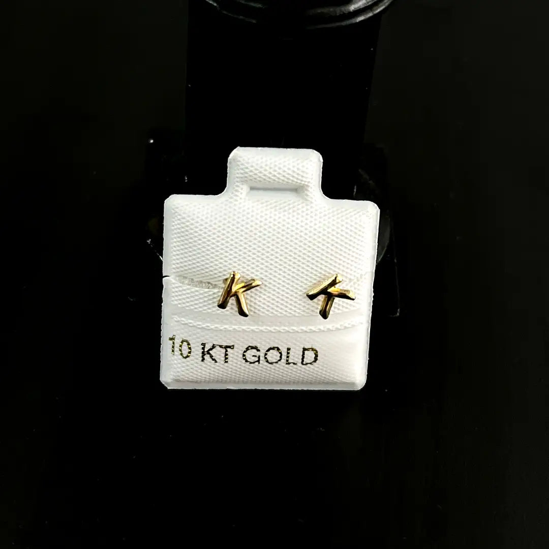 Aretes de Oro de 10 KT Inicial "T" - Studs Minimalistas