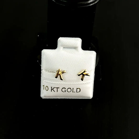 Aretes de Oro de 10 KT Inicial "T" - Studs Minimalistas