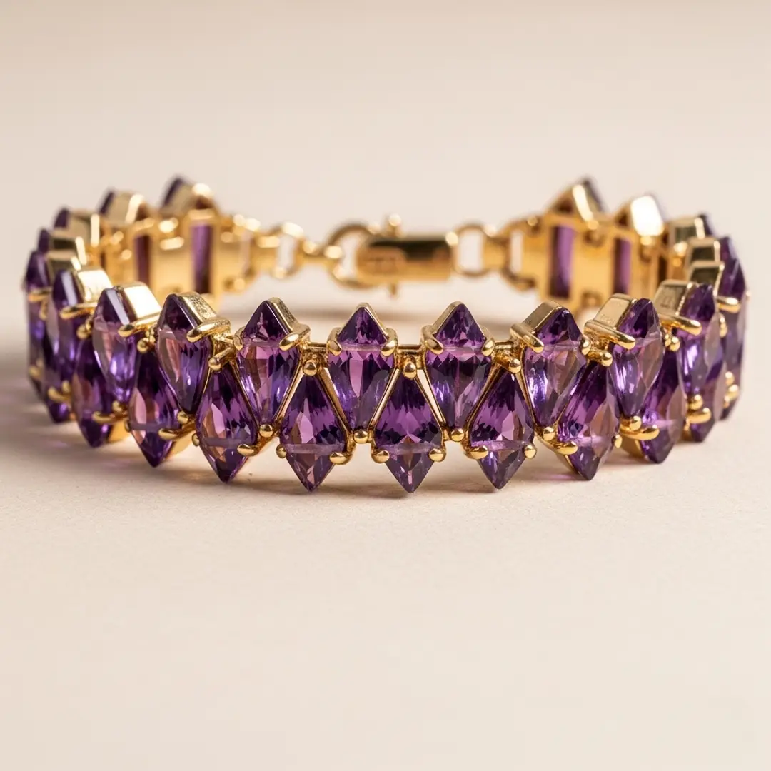 Pulsera "Mística Amatista" de Oro Vermeil